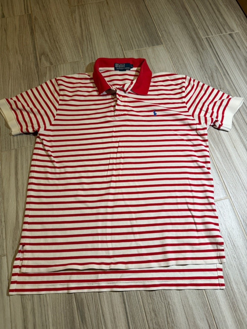 Ralph Lauren Red and White Striped Polo